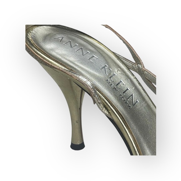 Vintage: Anne Klein 🝮 Glittery Stiletto Slingback Sandals 🝮 Metallic Gold 🝮 8.5 - Picture 13 of 16